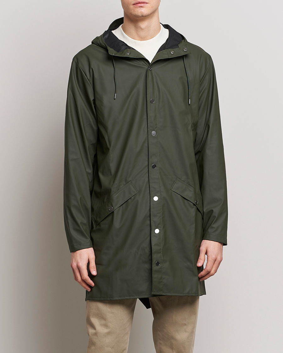 Men | Face the Rain in Style | RAINS | Long Jacket Green