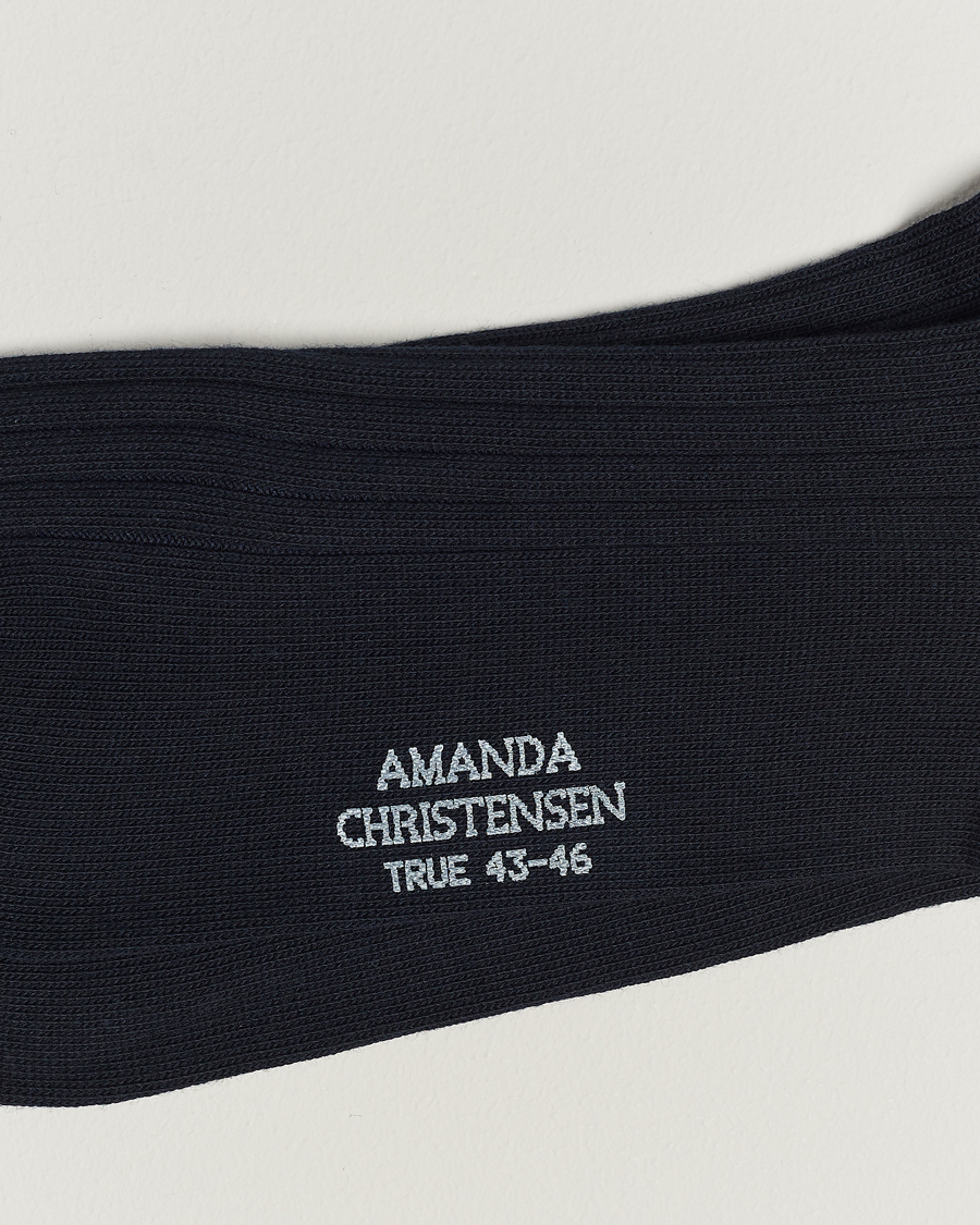 Men |  | Amanda Christensen | 3-Pack True Cotton Ribbed Socks Dark Navy