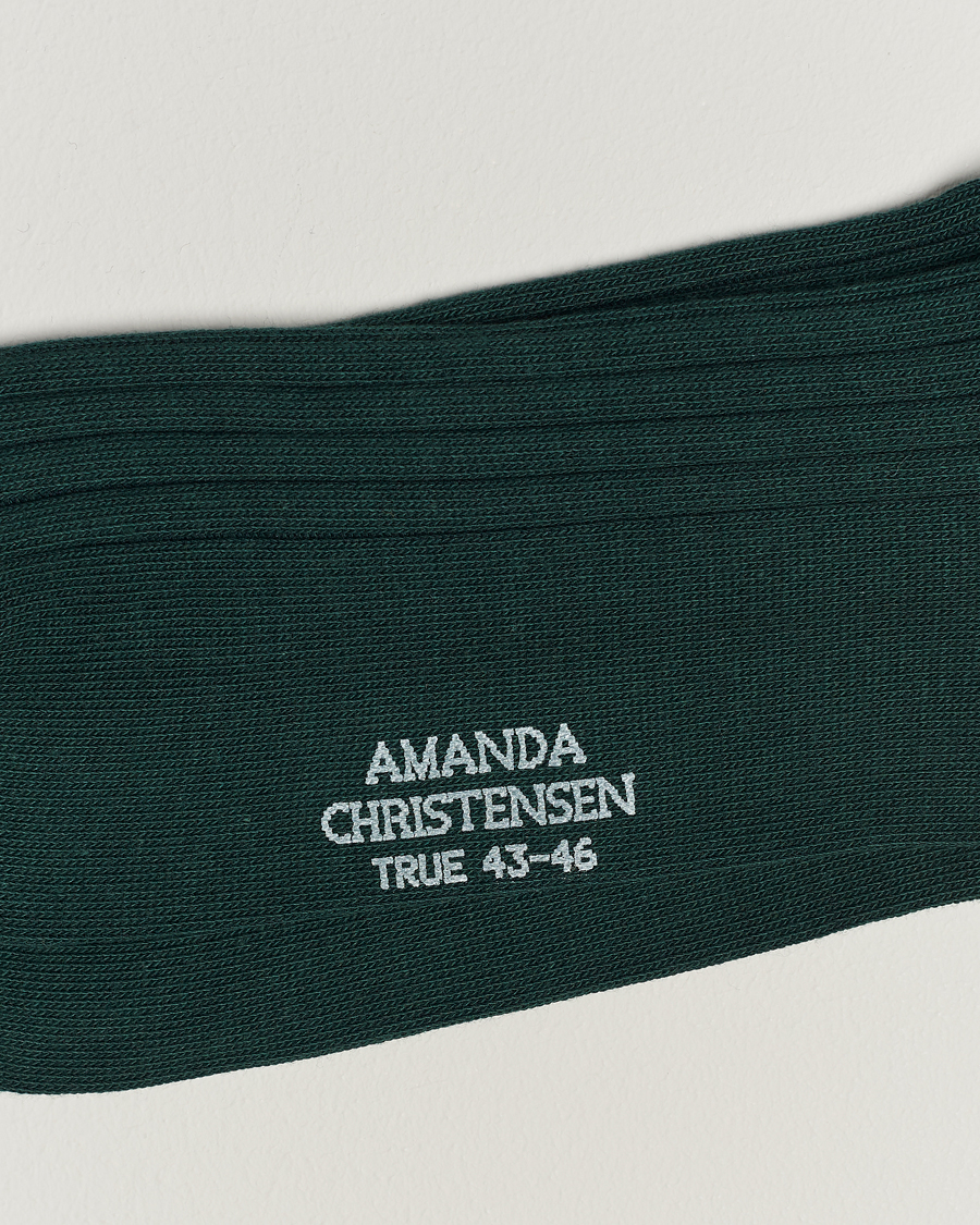 Men |  | Amanda Christensen | 3-Pack True Cotton Ribbed Socks Bottle Green