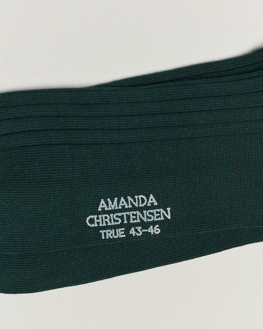 Men | Underwear & Socks | Amanda Christensen | 3-Pack True Cotton Ribbed Socks Bottle Green