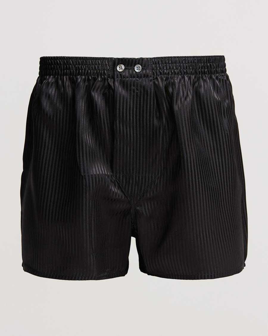 Men |  | Derek Rose | Classic Fit Silk Boxer Shorts Black