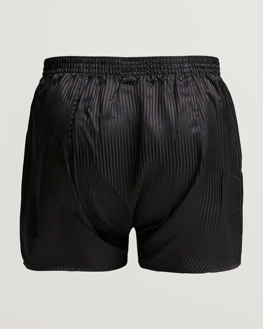 Men |  | Derek Rose | Classic Fit Silk Boxer Shorts Black