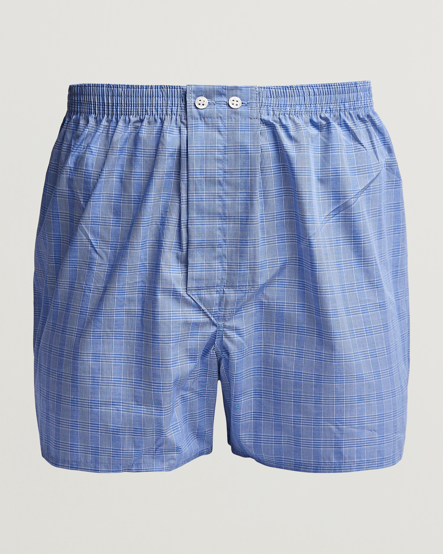 Men | Underwear & Socks | Derek Rose | Classic Fit Cotton Boxer Shorts Blue