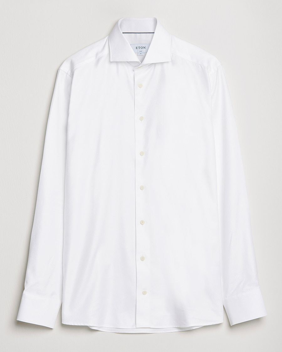 Men |  | Eton | Cotton Lyocell Stretch Wide Spread Shirt White