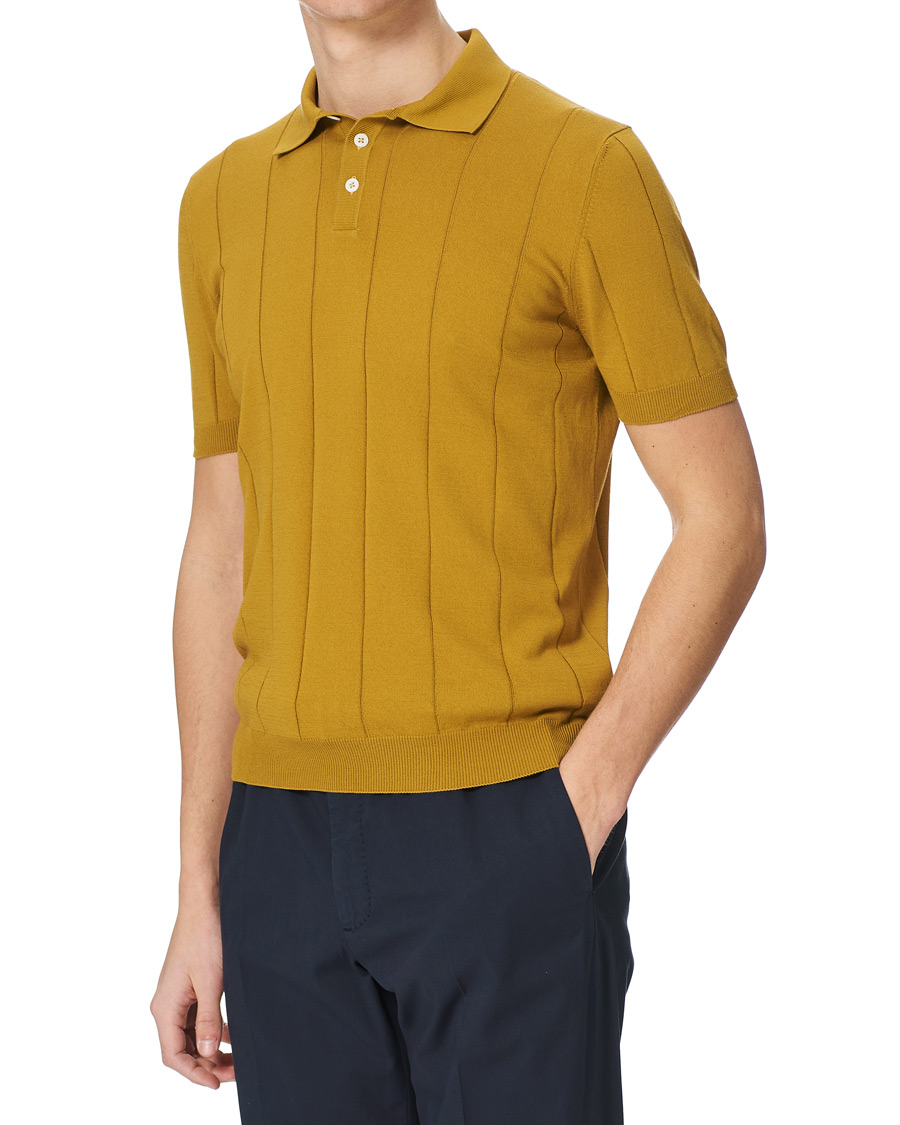 Men | Polo Shirts | Lardini | Cotton Crèpe Knitted Polo Mustard