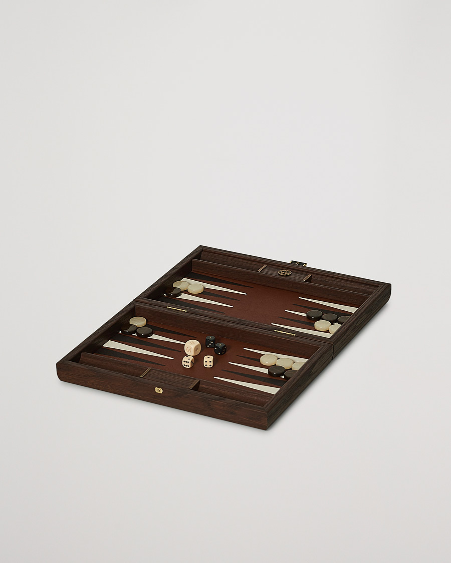 Men | Christmas Gifts | Manopoulos | Small Leatherette Backgammon Set Caramel Brown