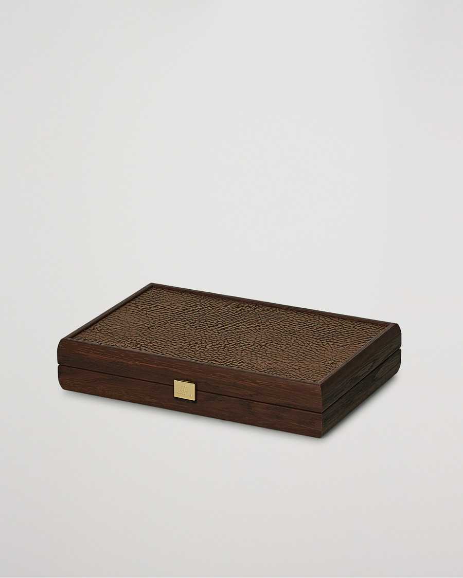 Men | Lifestyle | Manopoulos | Small Leatherette Backgammon Set Caramel Brown