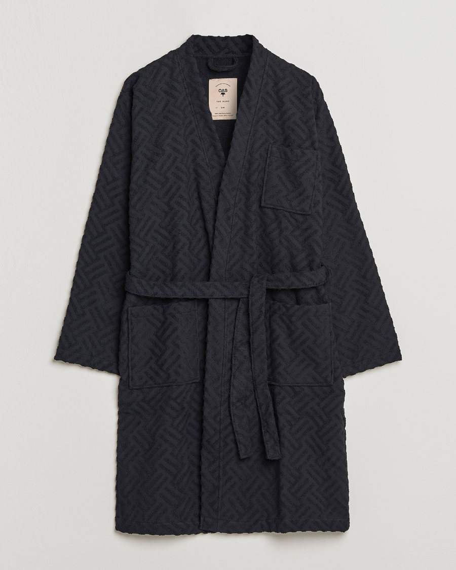 Men | Pyjamas & Robes | OAS | Terry Robe Black Crossroad