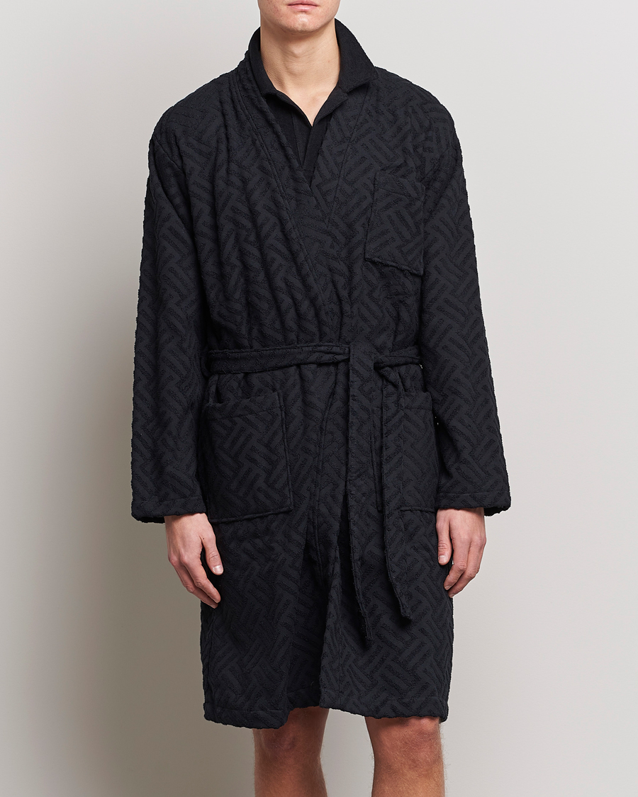 Men | Pyjamas & Robes | OAS | Terry Robe Black Crossroad