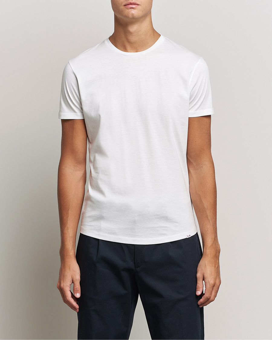 Men | White t-shirts | Orlebar Brown | OB Crew Neck Mercerised Cotton Tee White