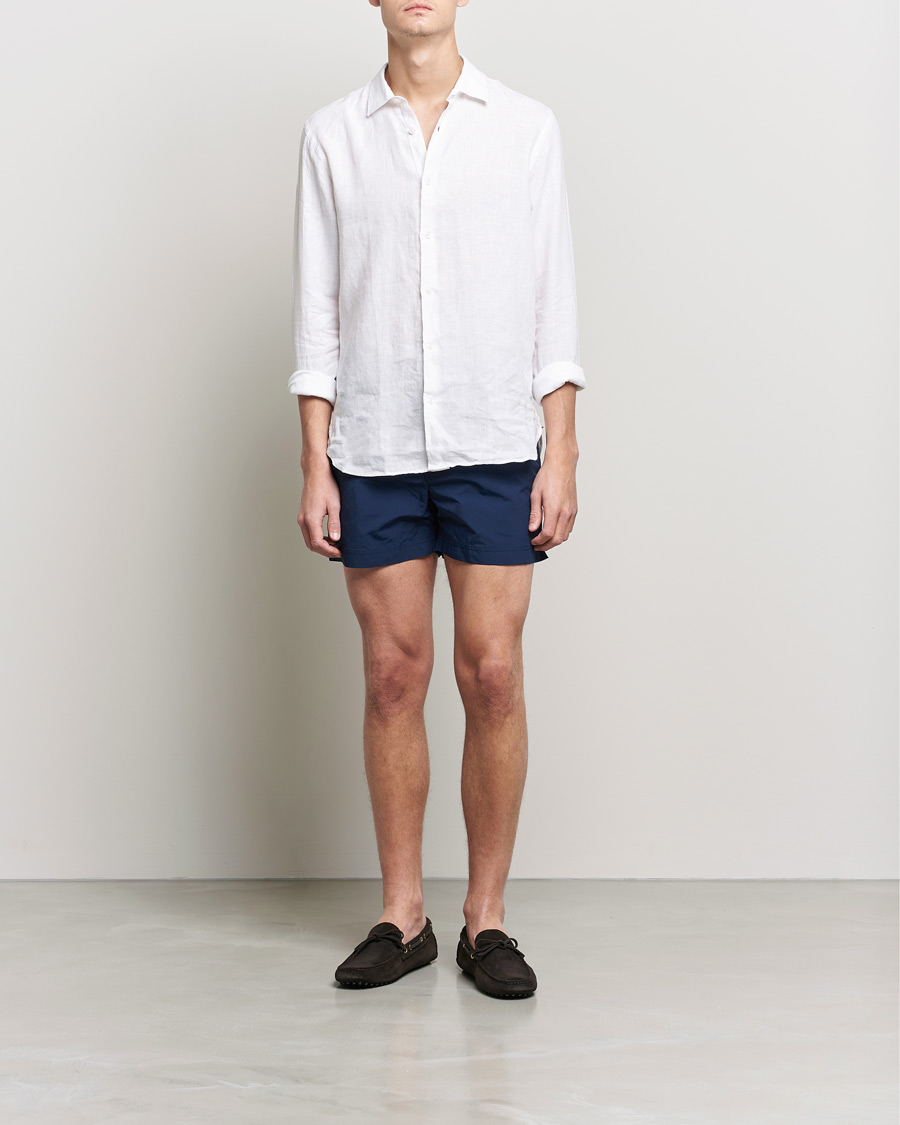 Men | Shirts | Orlebar Brown | Giles Linen CLS Shirt White