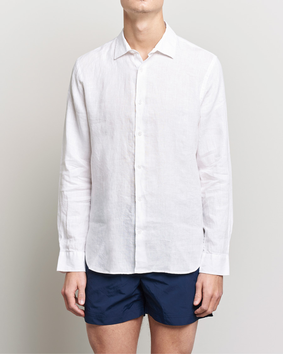 Men | Linen Shirts | Orlebar Brown | Giles Linen CLS Shirt White