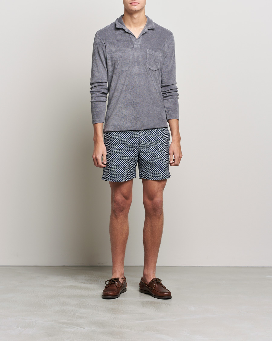 Men | Sweaters & Knitwear | Orlebar Brown | Terry Long Sleeve Polo Granite