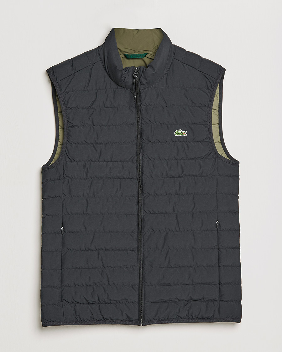 Men |  | Lacoste | Lightweight Water-Resistant Quilted Zip Vest Black