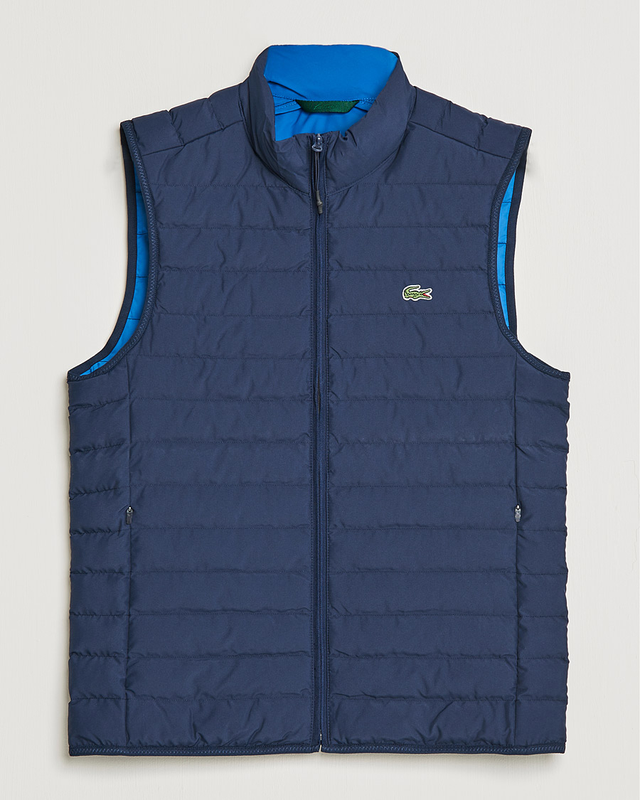 Men |  | Lacoste | Lightweight Water-Resistant Quilted Zip Vest Navy Blue