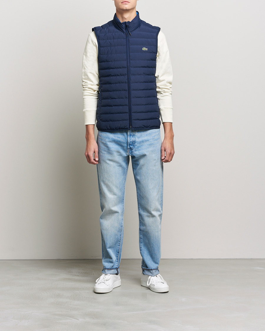 Men | Gilets | Lacoste | Lightweight Water-Resistant Quilted Zip Vest Navy Blue