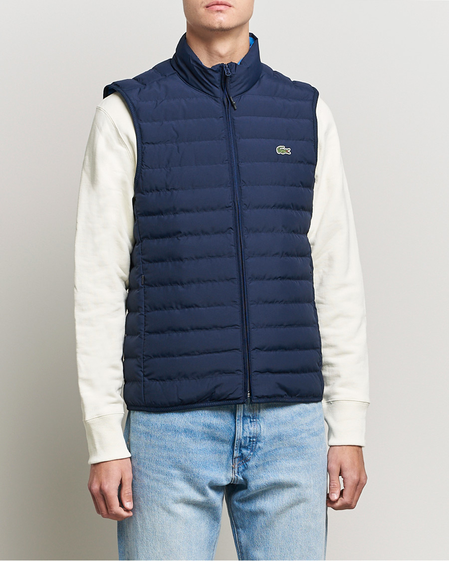 Men | Lacoste Coats & Jackets | Lacoste | Lightweight Water-Resistant Quilted Zip Vest Navy Blue