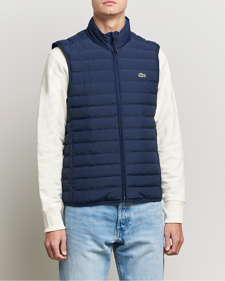 Men | Gilets | Lacoste | Lightweight Water-Resistant Quilted Zip Vest Navy Blue