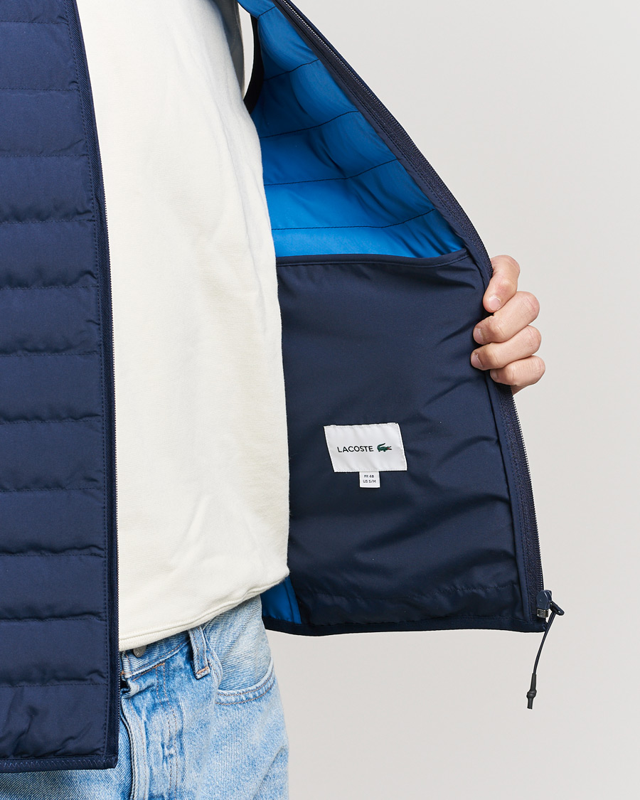 Men | Gilets | Lacoste | Lightweight Water-Resistant Quilted Zip Vest Navy Blue