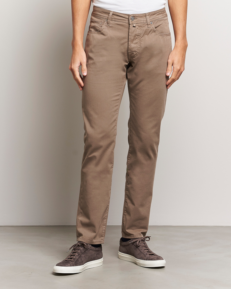 Men | Italian Department | Jacob Cohën | Bard Garment Dyed Gabardine Trousers Khaki
