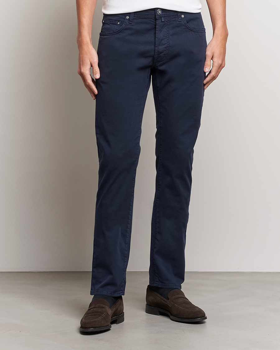 Men | Casual Trousers | Jacob Cohën | Bard Garment Dyed Gabardine Trousers Navy