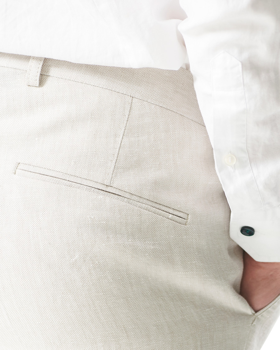 Men | Trousers | Oscar Jacobson | Denz Linen Trousers Off White