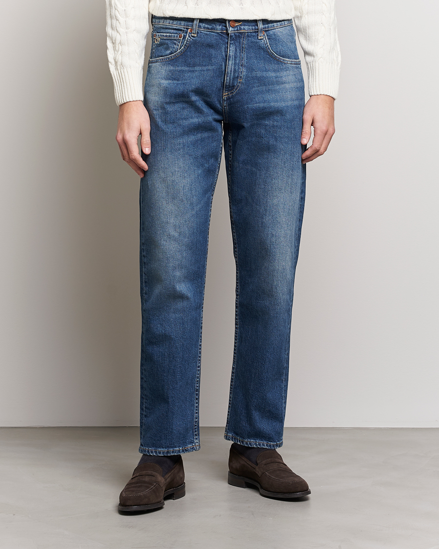 Men | Oscar Jacobson | Oscar Jacobson | Johan Straight Fit Cotton Stretch Jeans Vintage Wash