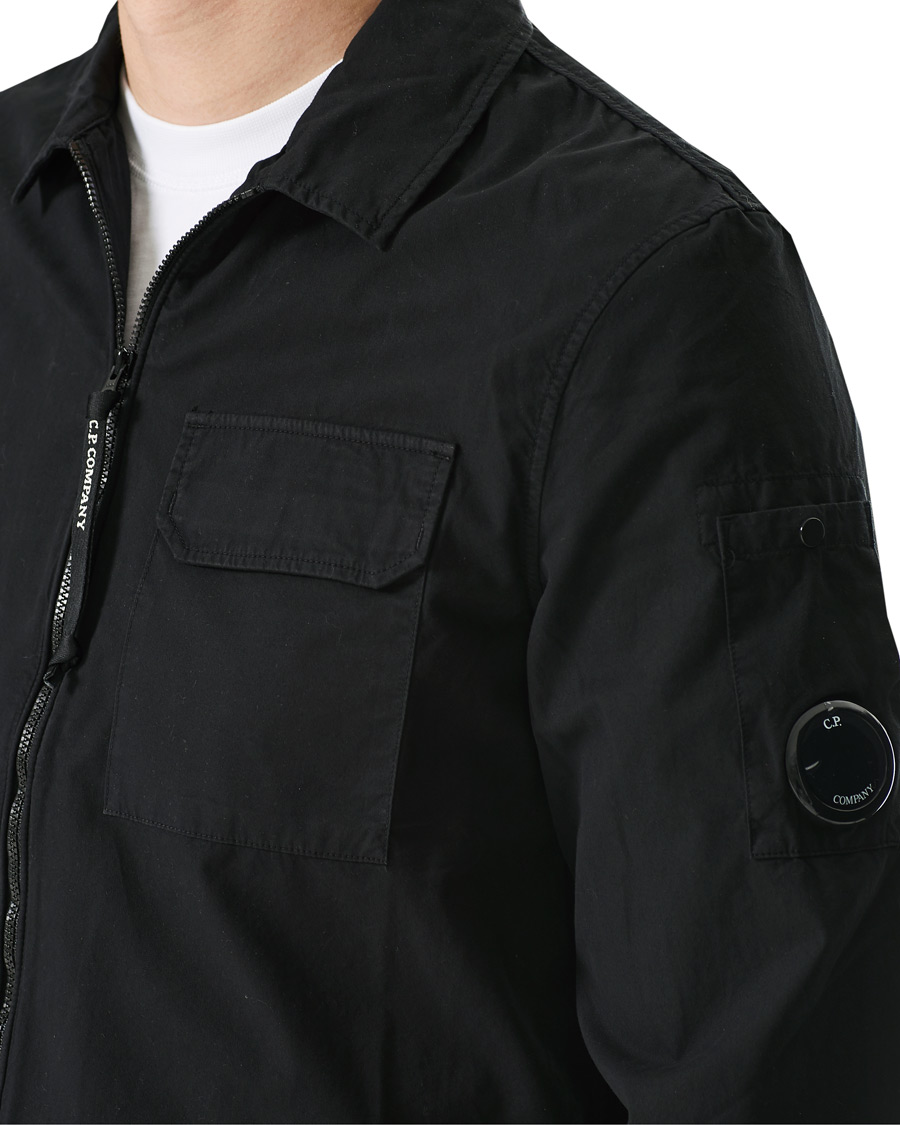 C.P. Company Garment Dyed Gabardine Zip Shirt Jacket Black at CareOfCarl.co