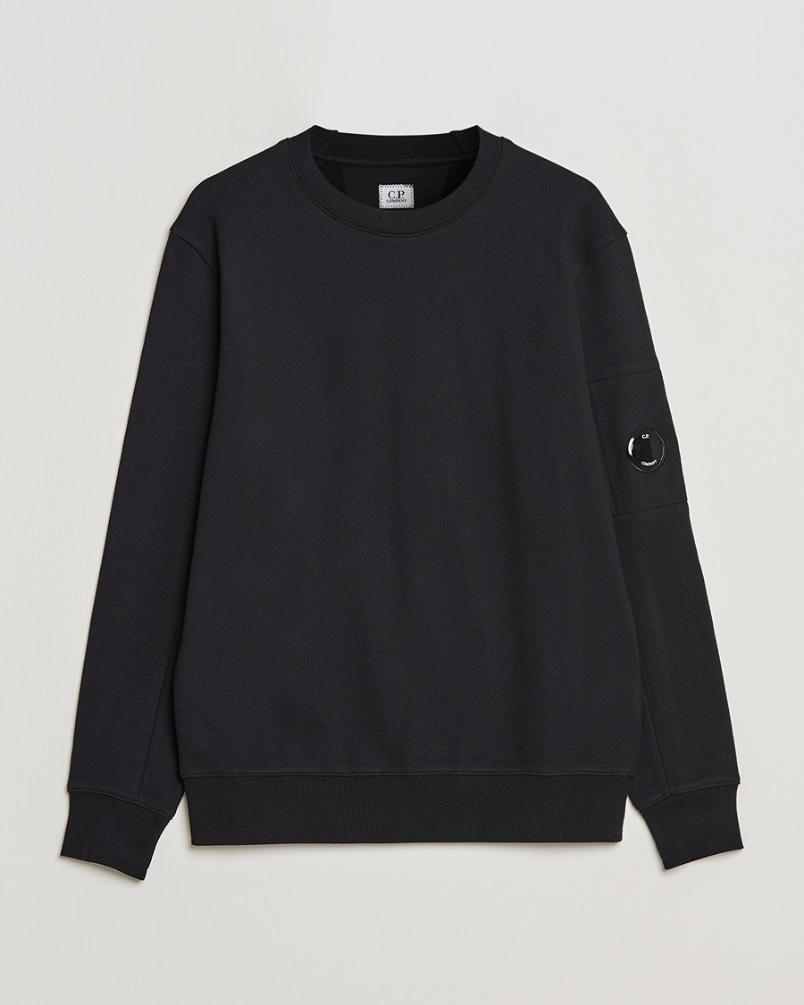 Men | Sweaters & Knitwear | C.P. Company | Diagonal Raised Fleece Lens Sweatshirt Black
