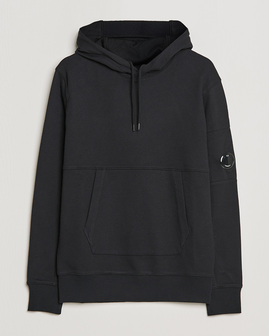 Men | Sweaters & Knitwear | C.P. Company | Diagonal Raised Fleece Hooded Lens Sweatshirt Black