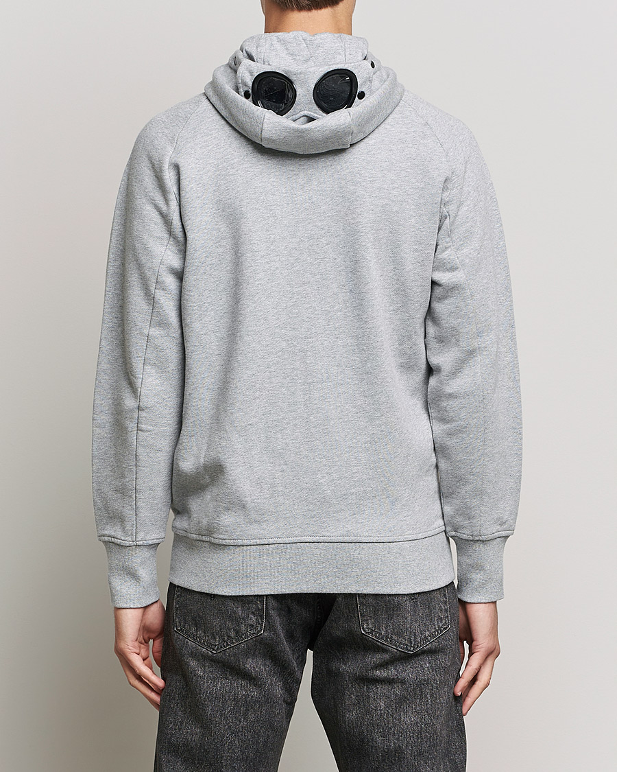Men | Sweaters & Knitwear | C.P. Company | Diagonal Raised Fleece Full Zip Goggle Hoodie Grey