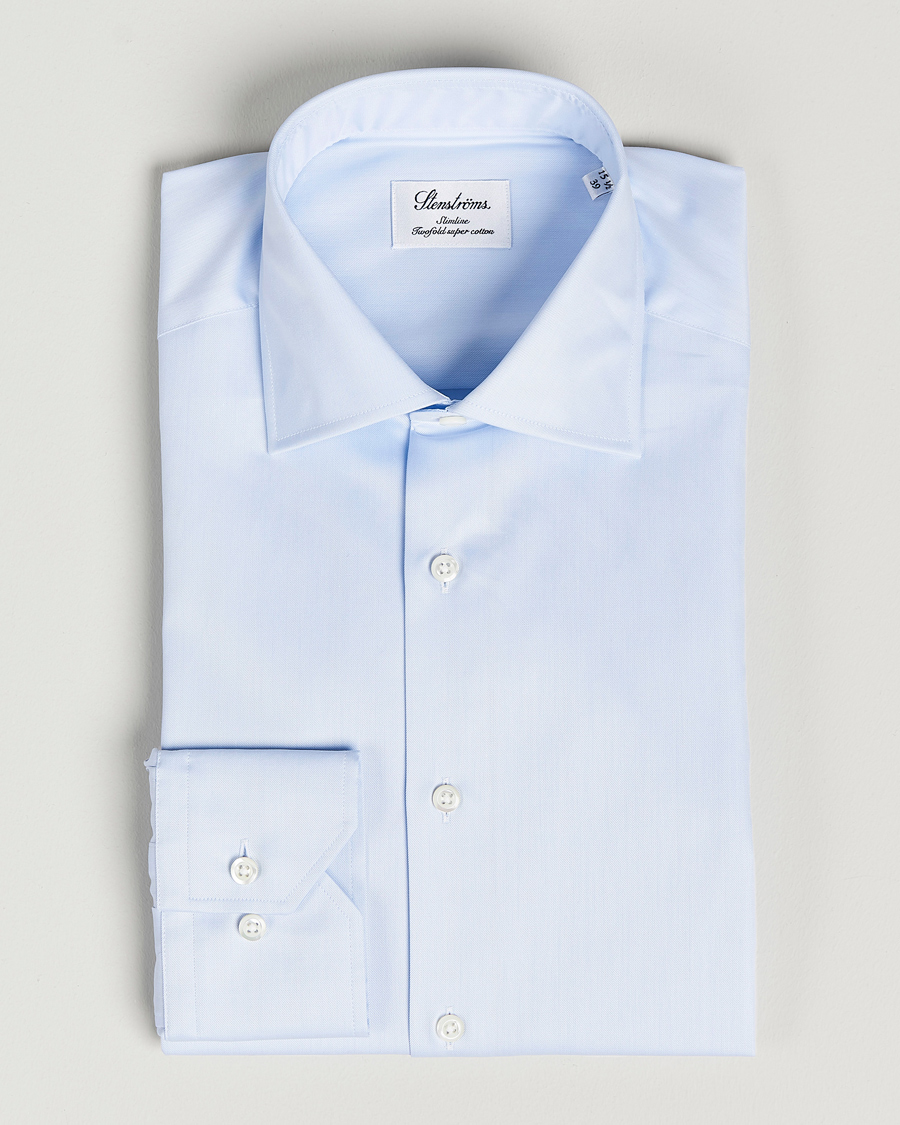 Men | Shirts | Stenströms | Slimline Cut Away Shirt Light Blue