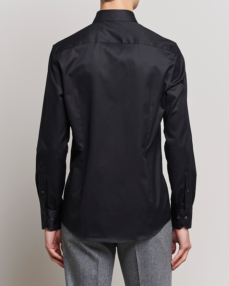 Men | Shirts | Stenströms | Slimline Cut Away Shirt Black