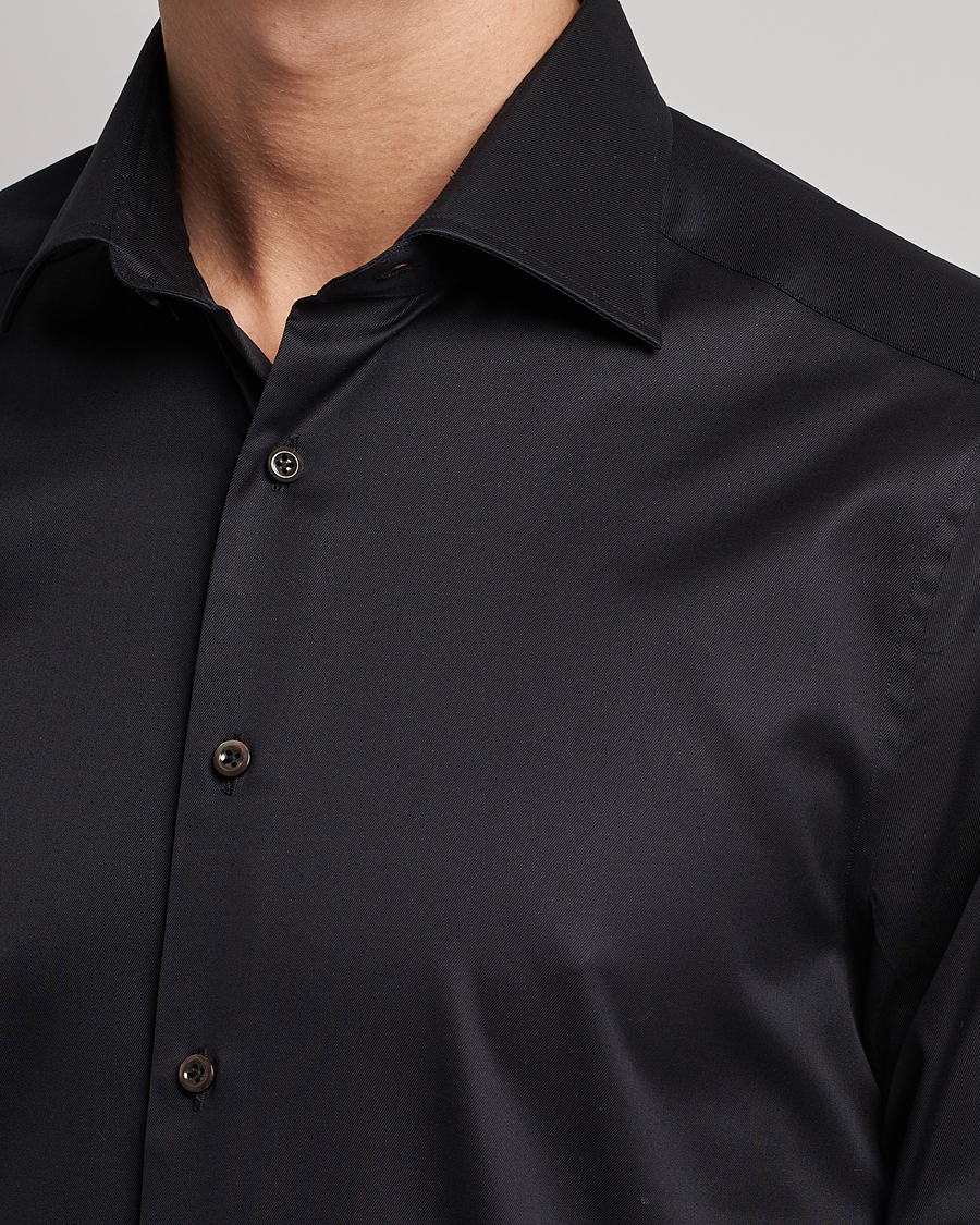 Men | Shirts | Stenströms | Slimline Cut Away Shirt Black
