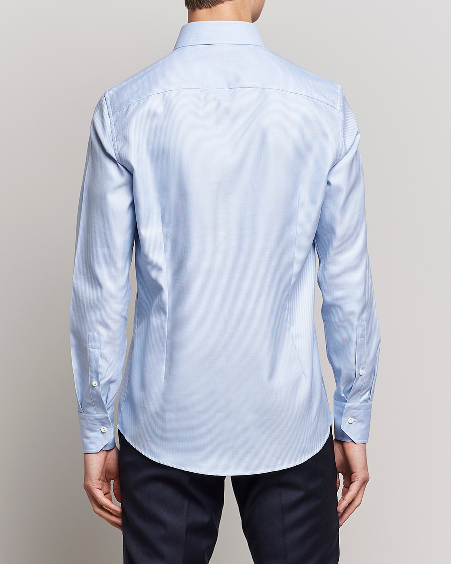Men | Shirts | Stenströms | Slimline Houndstooth Shirt Light Blue