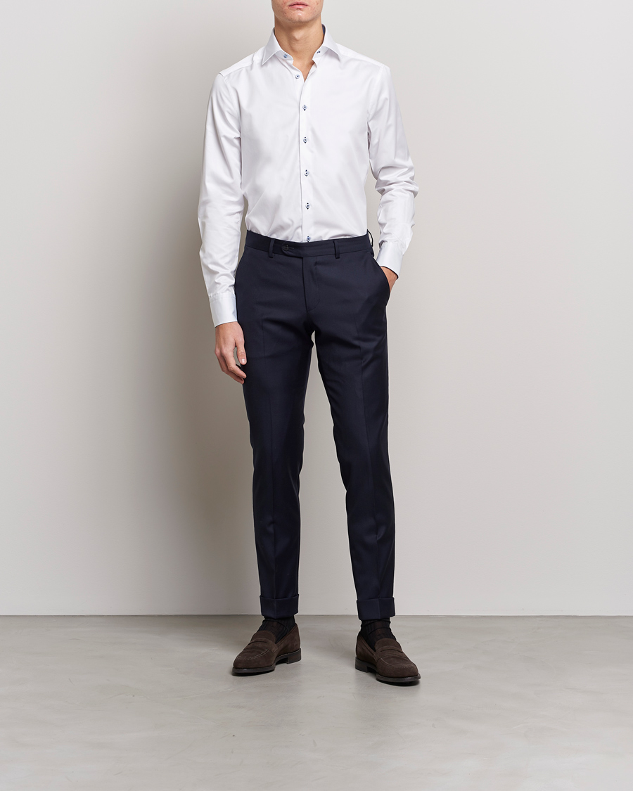 Men |  | Stenströms | Slimline Contrast Cut Away Shirt White