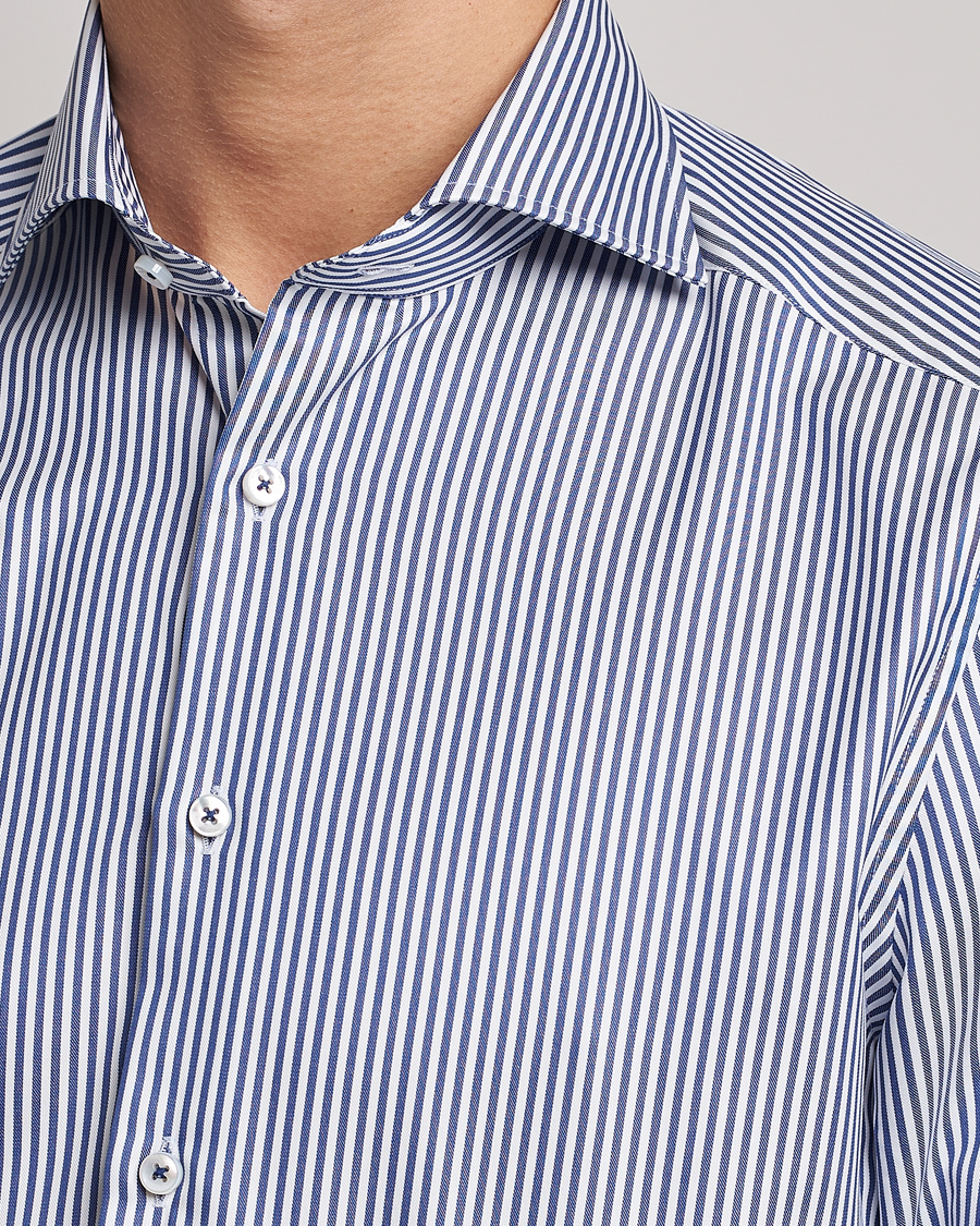 Men | Shirts | Stenströms | Slimline Stripe Cut Away Shirt Navy