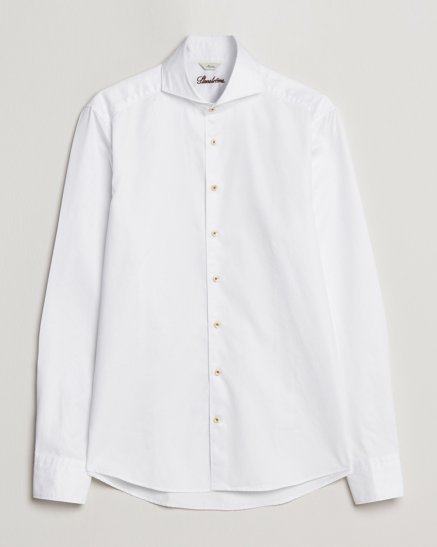 Men | Shirts | Stenströms | Slimline Washed Cotton Shirt White