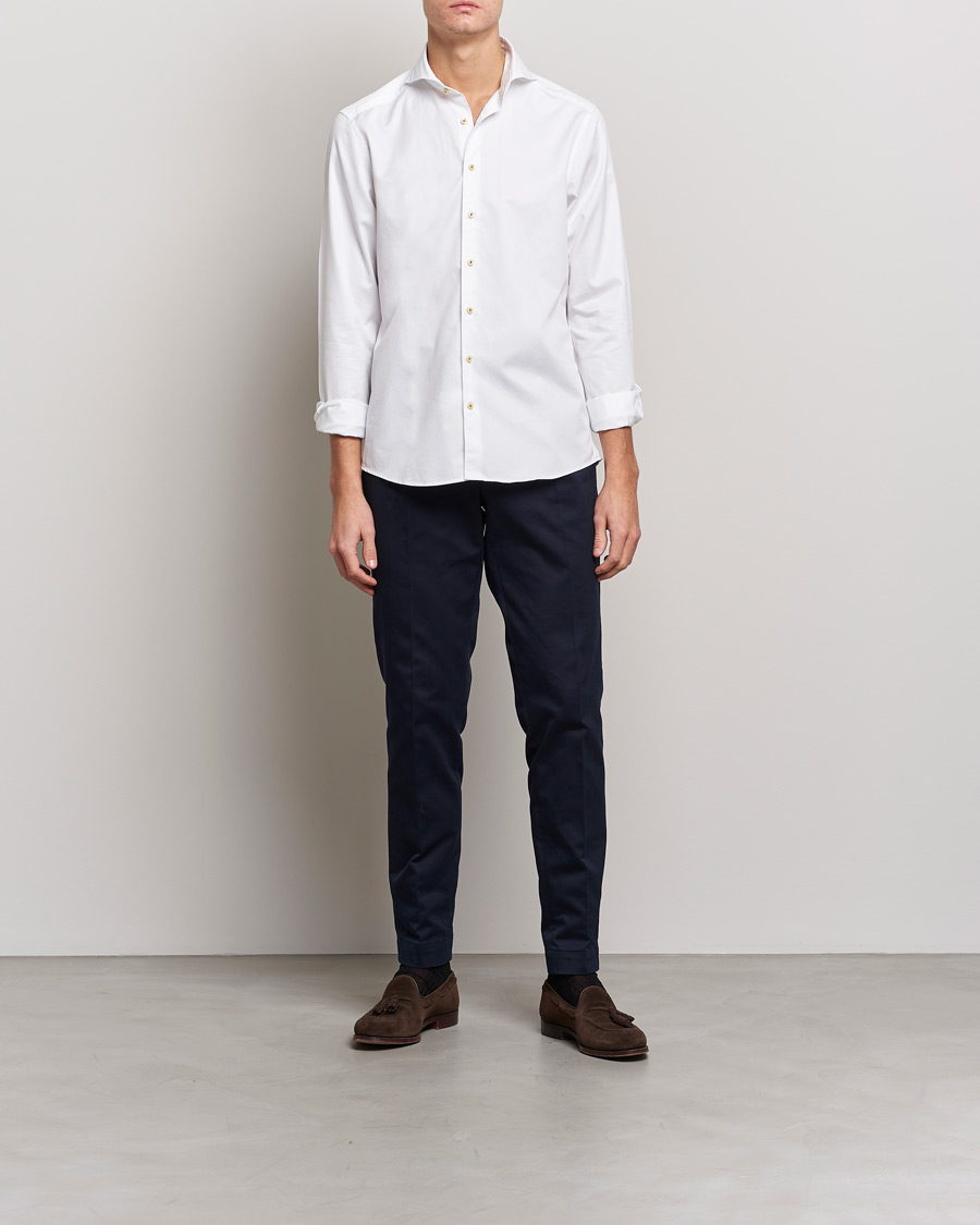 Men | Shirts | Stenströms | Slimline Washed Cotton Shirt White