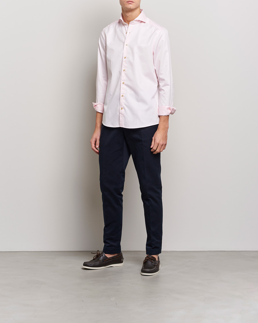 Men |  | Stenströms | Slimline Washed Cotton Shirt Pink