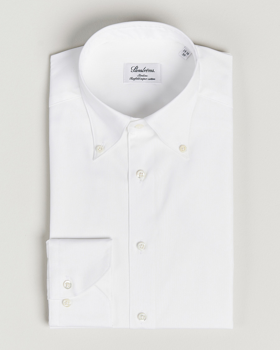 Men | Shirts | Stenströms | Slimline Pinpoint Oxford Button Down Shirt White