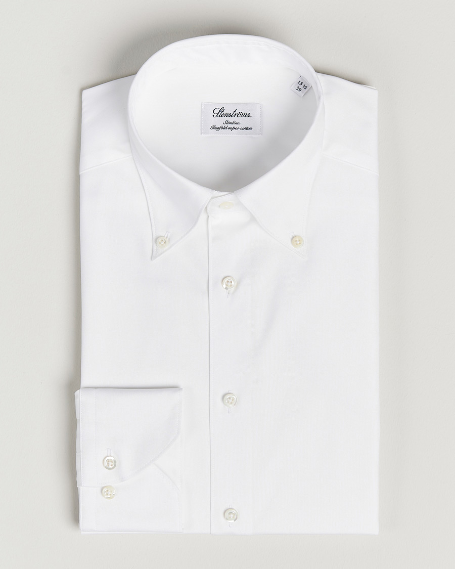 Stenstrms Slimline Pinpoint Oxford Button Down Shirt White at CareOfCarl.c Stenstrms Slimline Pinpoint Oxford Button Down Shirt White at CareOfCarl.c