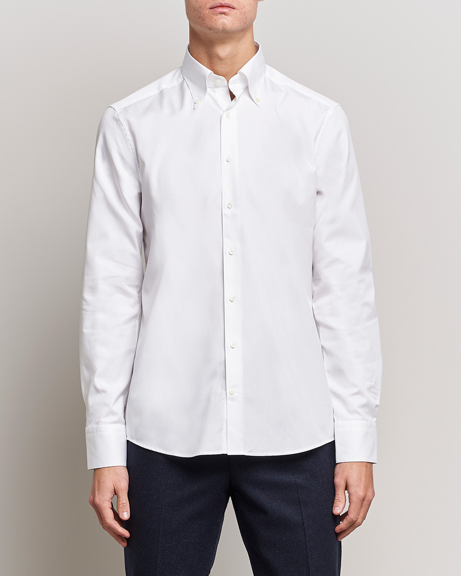 Men |  | Stenströms | Slimline Pinpoint Oxford Button Down Shirt White