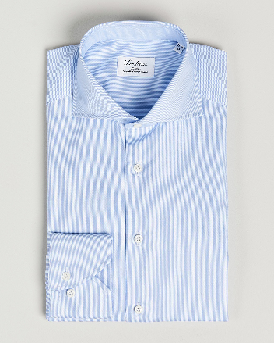 Men |  | Stenströms | Slimline Micro Stripe Cut Away Shirt Blue