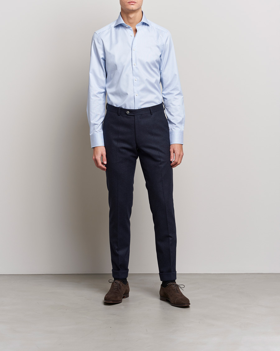 Men | Shirts | Stenströms | Slimline Micro Stripe Cut Away Shirt Blue