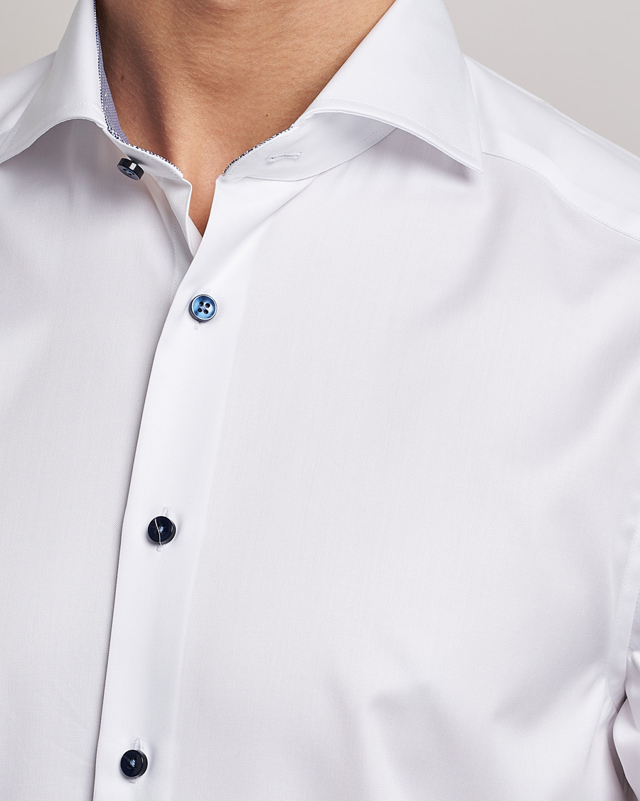 Men | Shirts | Stenströms | Slimline Micro Check Contrast Shirt White