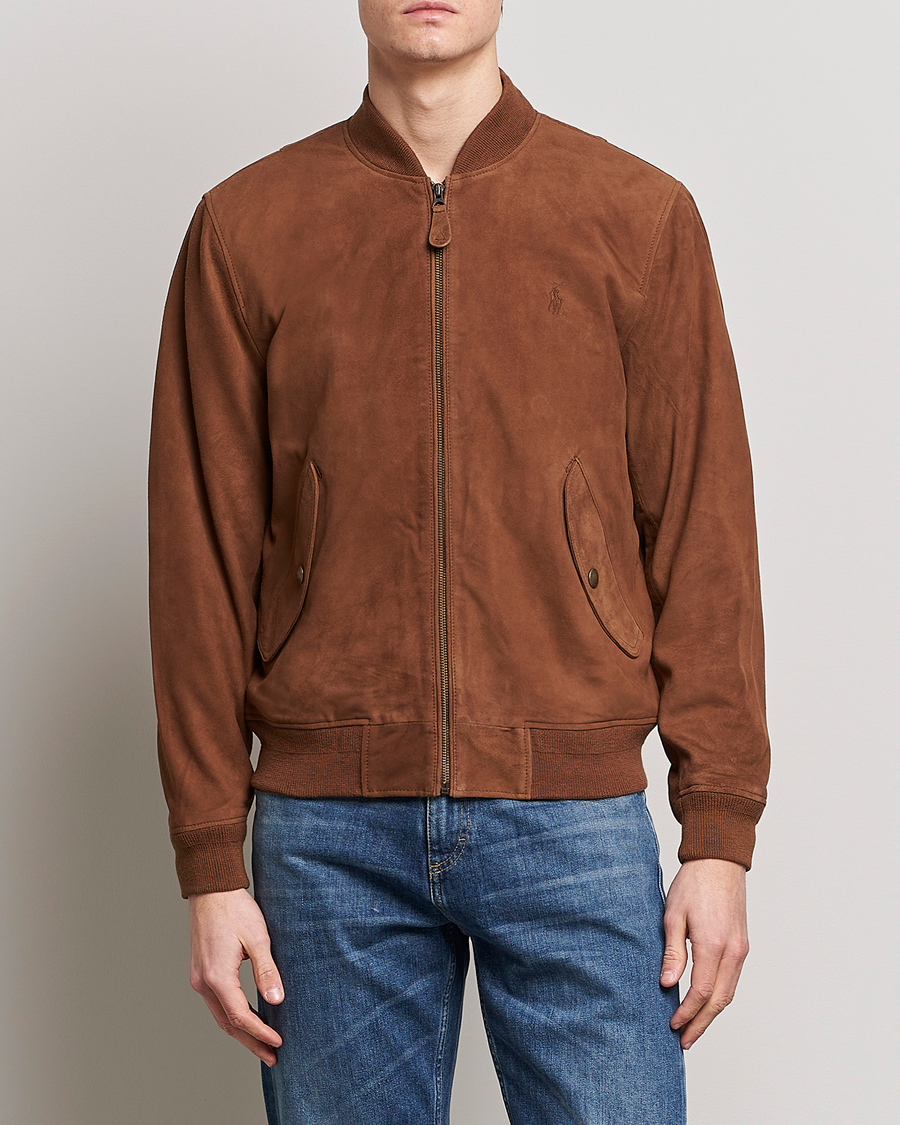 Men | Leather & Suede | Polo Ralph Lauren | Gunners Lined Suede Bomber Jacket Country Brown