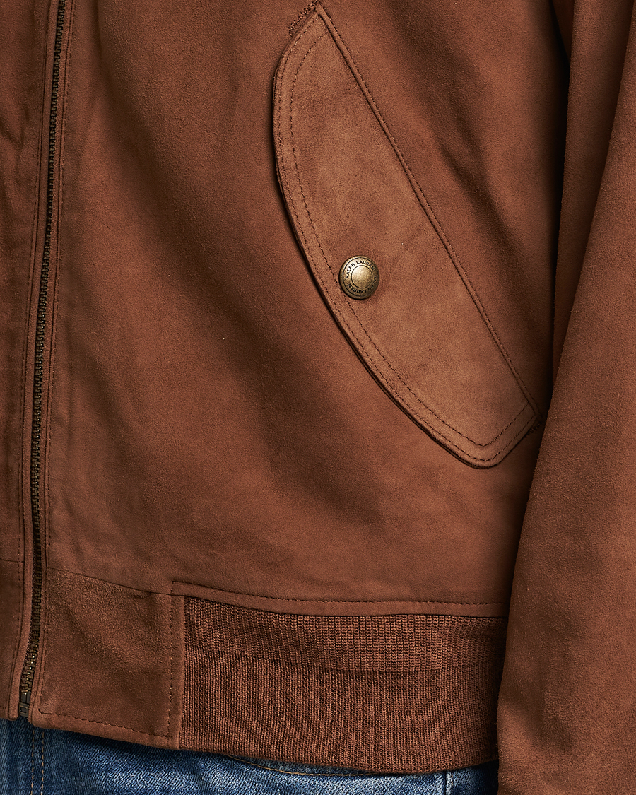 Men | Coats & Jackets | Polo Ralph Lauren | Gunners Lined Suede Bomber Jacket Country Brown