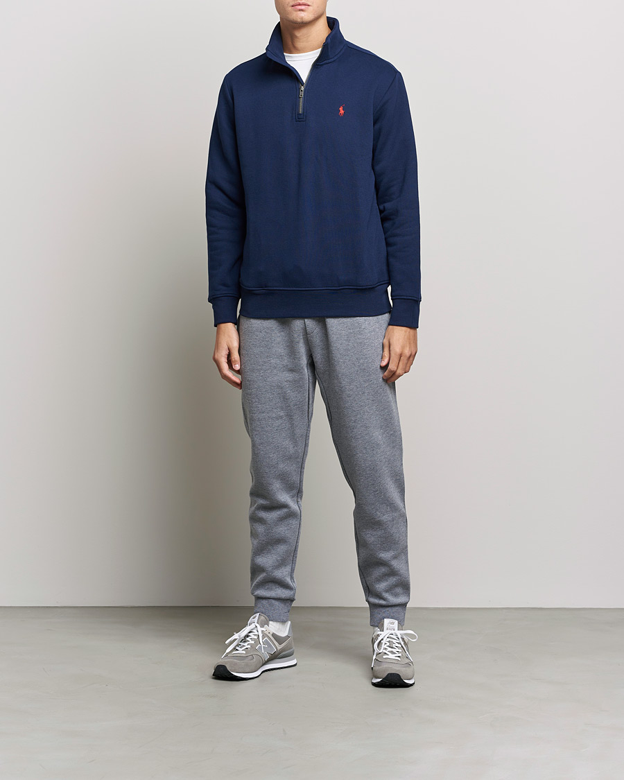 Men | Sweaters & Knitwear | Polo Ralph Lauren | Fleece Jersey Half Zip Cruise Navy