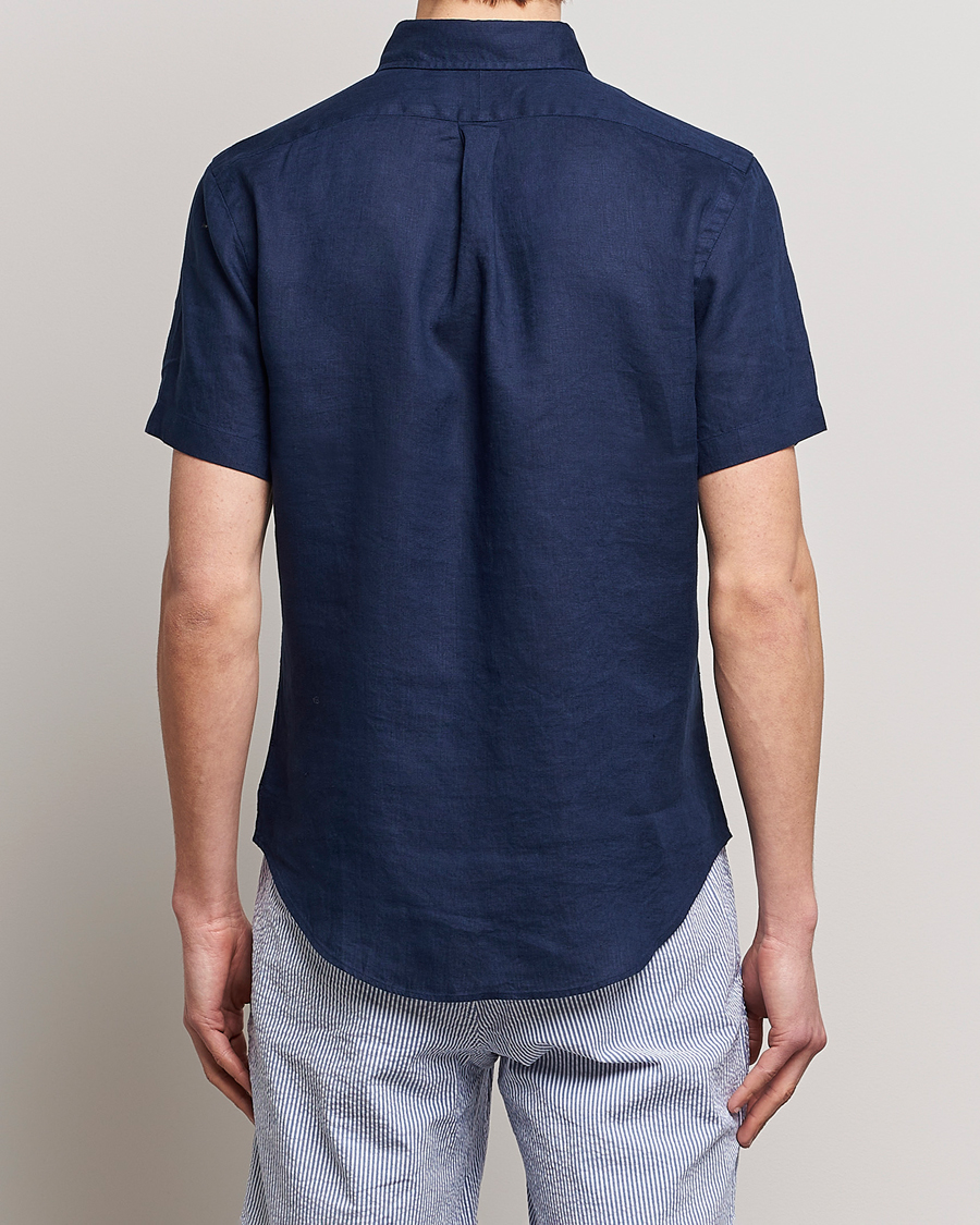 Men | Shirts | Polo Ralph Lauren | Slim Fit Linen Short Sleeve Shirt Newport Navy